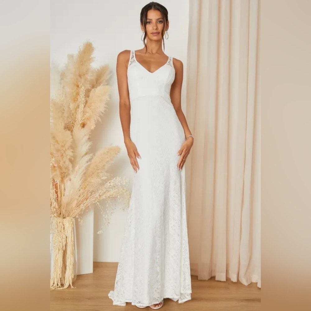 NWOT Lulus White Lace Sleeveless Maxi Dress Size 3X=22/24